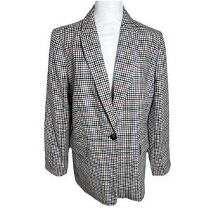 Talbots Multicolor Houndstooth One Button Women’s Blazer Size 14